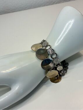Sarah Coventry Two-Tone Disc Link Bracelet in Gold and Silver